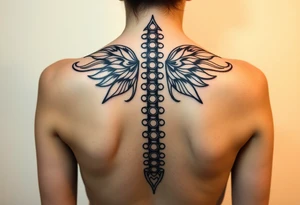 Spinal futuristic, full length, shoulders to lower back tattoo idea