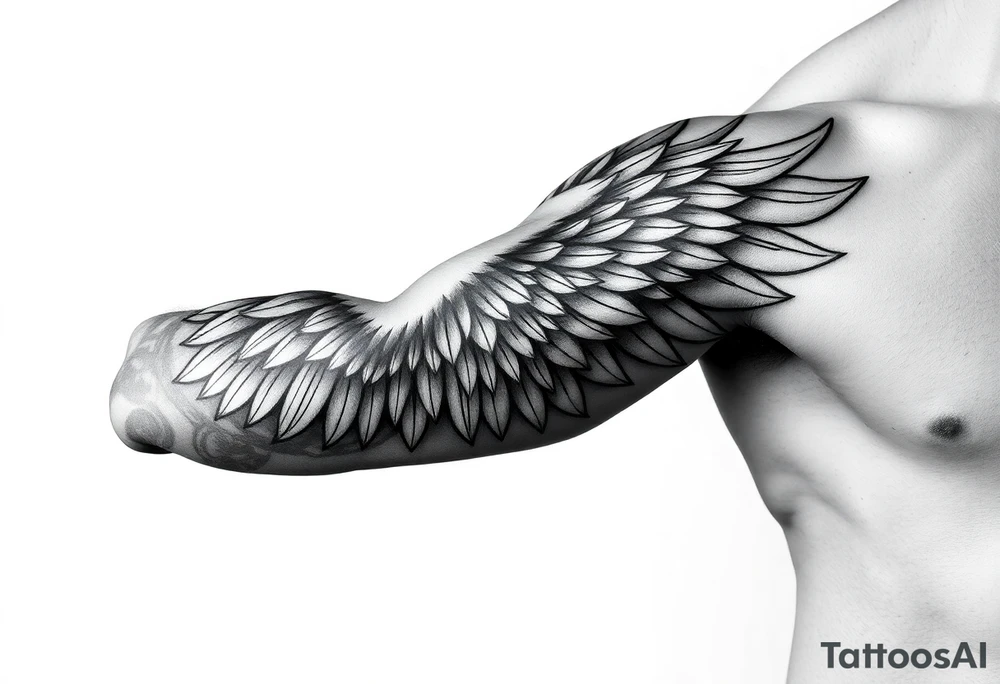 Shoulder to elbow wing tattoo idea