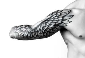 Shoulder to elbow wing tattoo idea