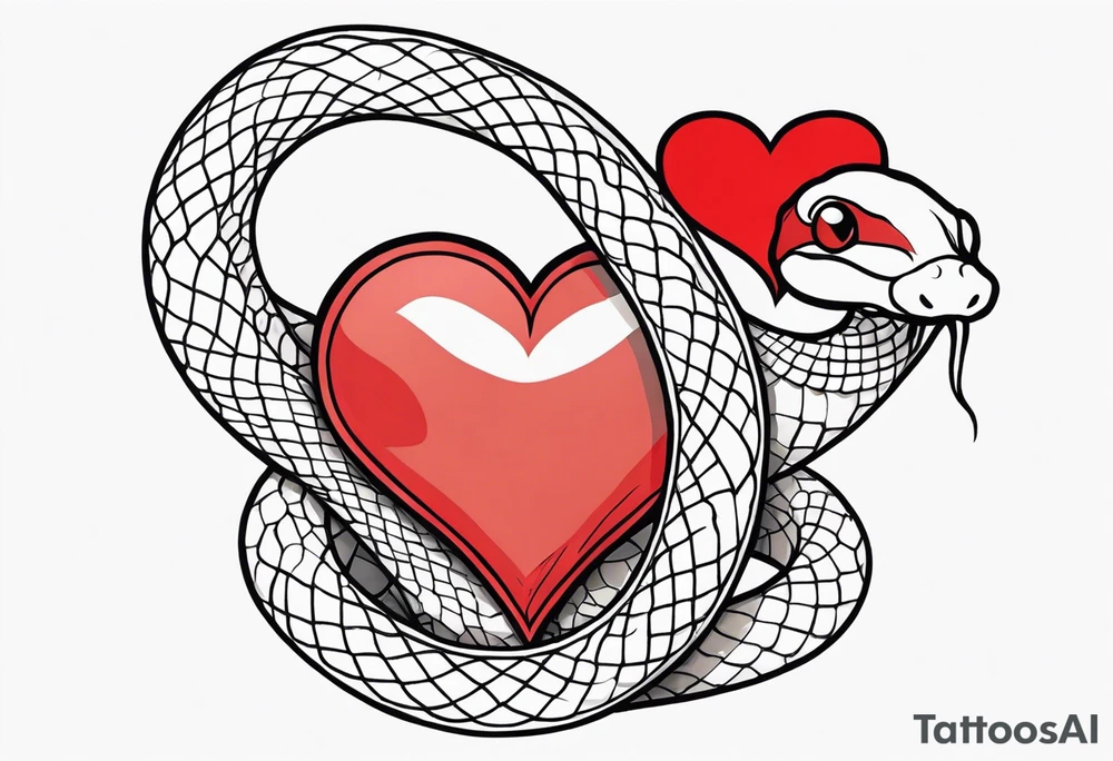 a snake who has swallowed a heart tattoo idea