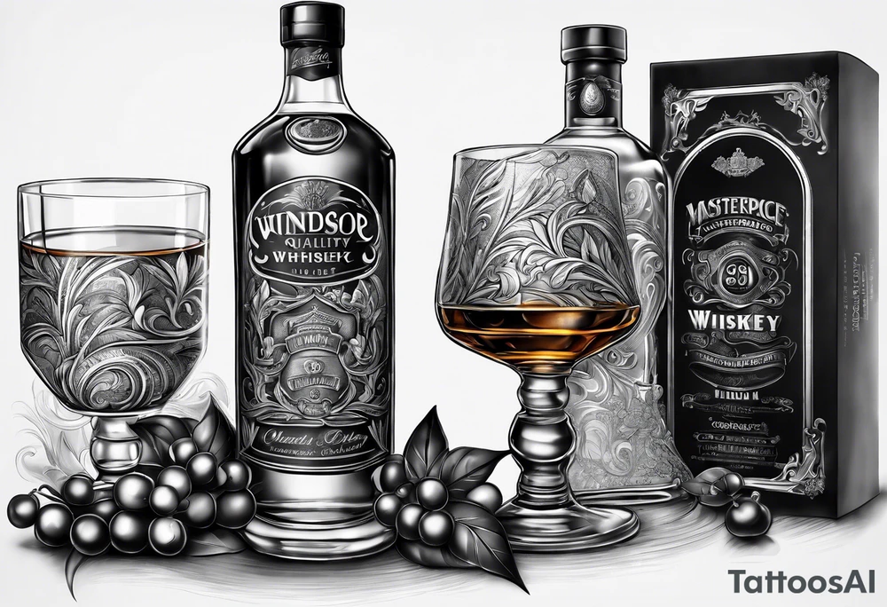 Windsor Canadian whiskey and glass tattoo idea