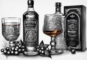Windsor Canadian whiskey and glass tattoo idea