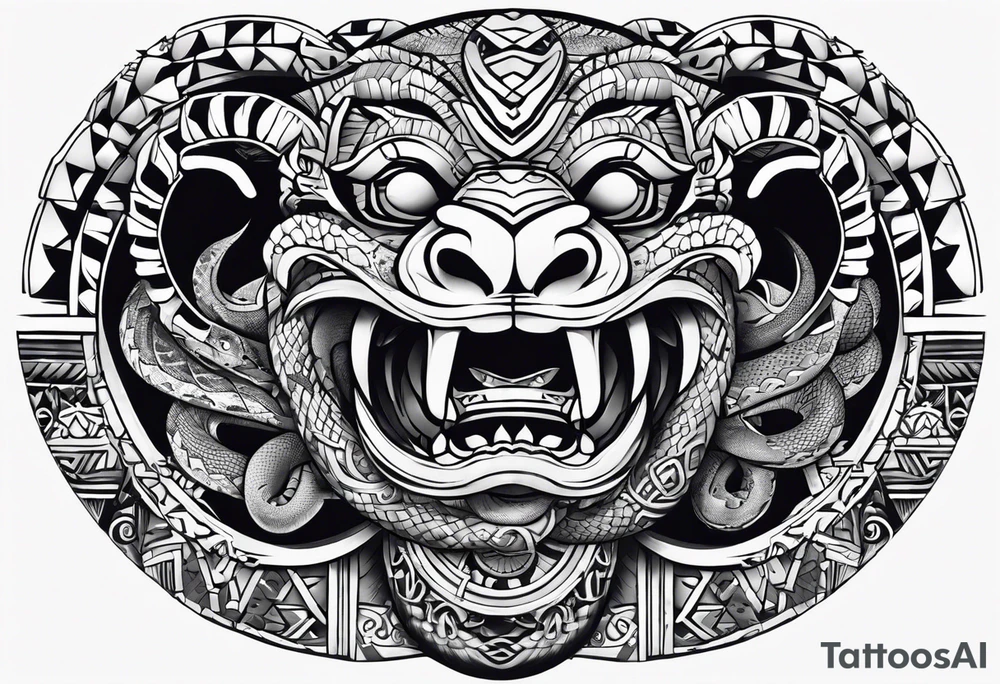 aztec snake sleeve tattoo idea