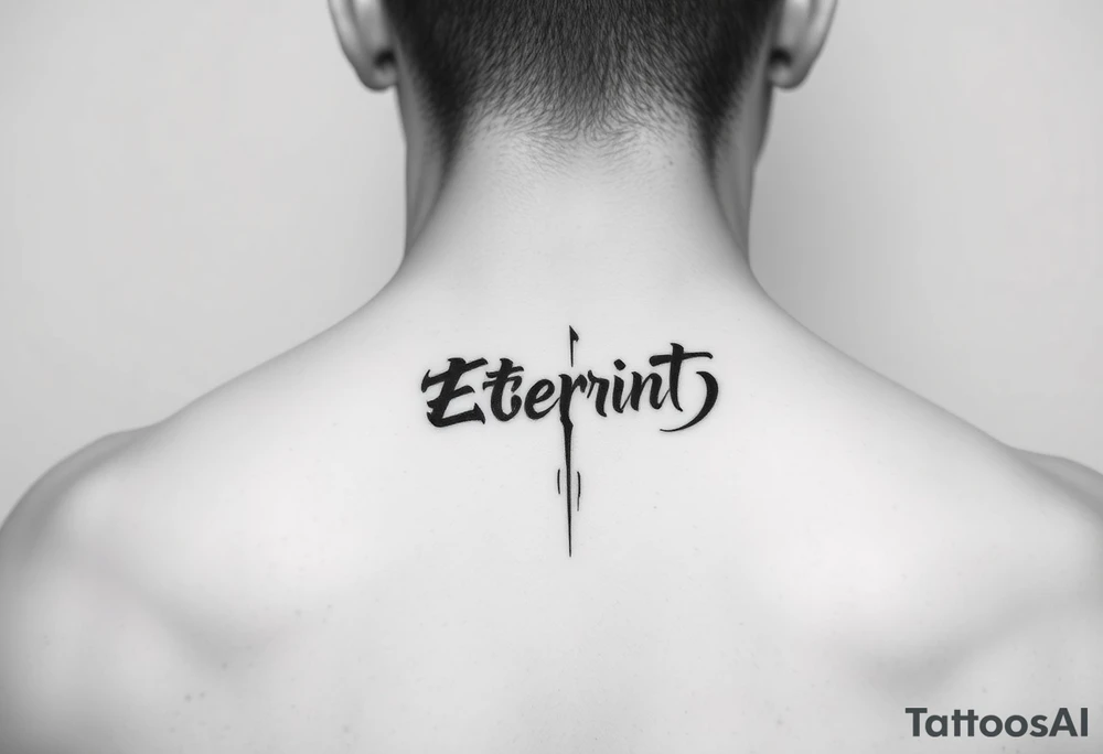 Eternity in
font Japanese style going down on neck tattoo idea