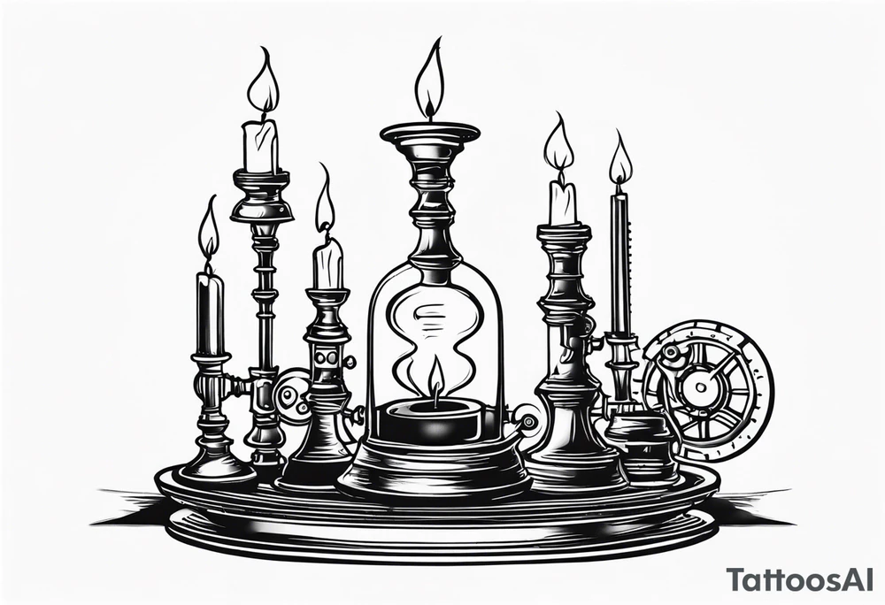 steampunk candle holder tattoo idea