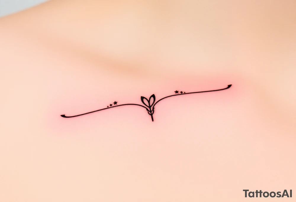 Tatuagem delicada e com o símbolo de Sagitário*, perfeita para a clavícula feminina:


- Uma *linha fina curva* que acompanha suavemente o contorno da clavícula.  
- No centro, um pequeno *arco e flecha estilizado*, símbolo de Sagitário, com traços minimalistas.  
- Atrás da flecha, um leve *traço de energia ou faísca*, como se estivesse sendo disparada — sensual e dinâmica.  
- Pequenas *estrelas delicadas* ou pontos brilhantes espalhados ao longo da linha, dando um toque celestial e feminino.  
- A flecha aponta em direção ao ombro, representando movimento, liberdade e poder pessoal.

*Extras (opcional):*  
- Pode incluir discretamente a palavra "liberdade" ou "feu" (fogo, em francês) em letra cursiva abaixo da linha.  
- Feita em tinta preta tattoo idea