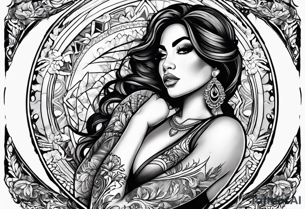 Thick latina woman doing a split tattoo idea