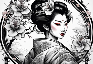 geisha pulling off hannya mask tattoo idea
