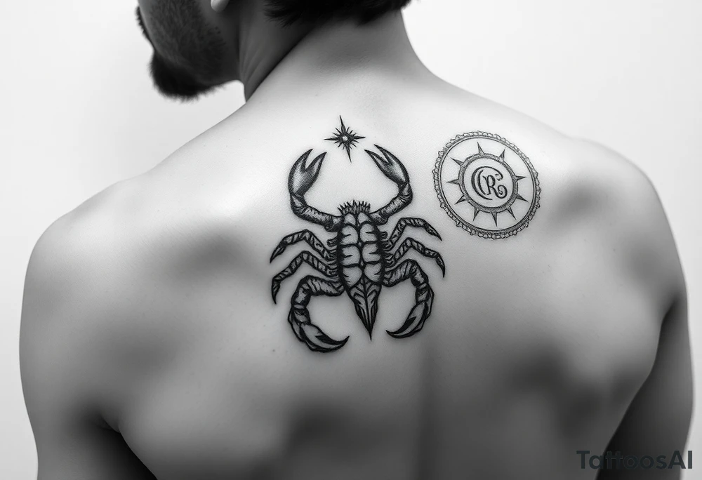 Geometric tauriu scorpion and virgo smaller simple tattoo idea