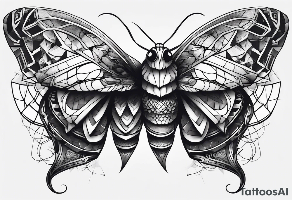 moth, “snake head wings” tattoo idea