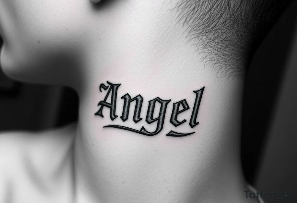 angel baby font with background tattoo idea