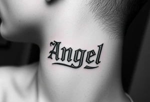 angel baby font with background tattoo idea