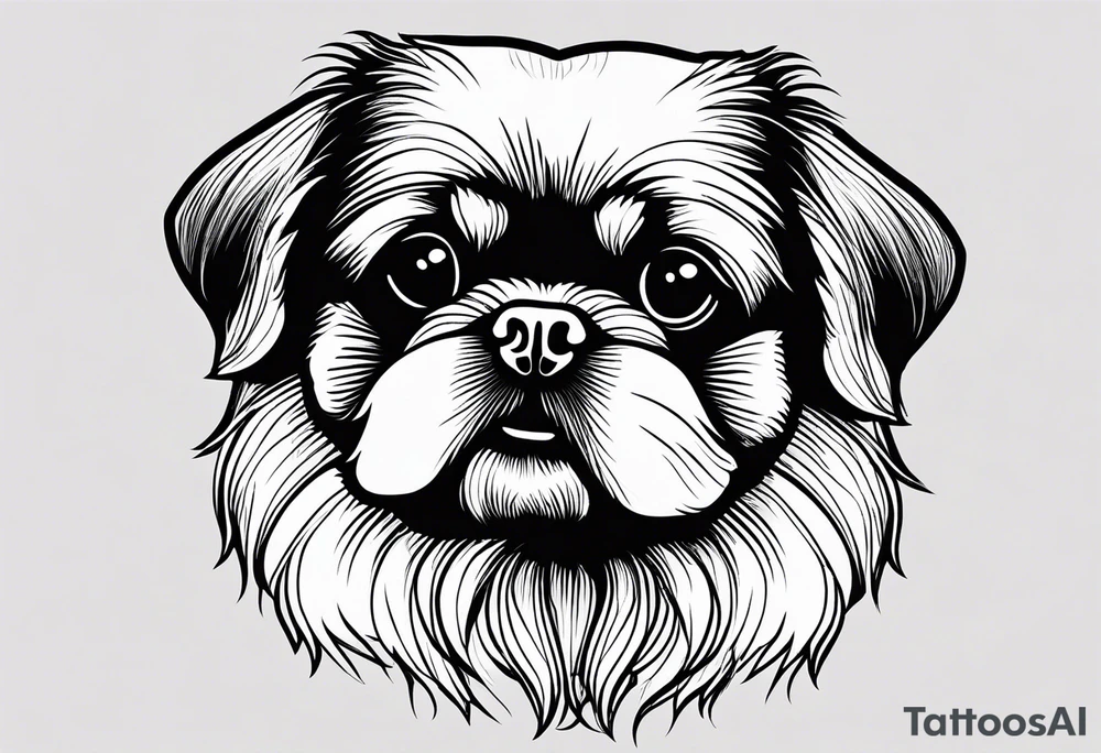 A mixed breed Pekingese and Shih-Tzu dog. Just the contours of the outline of his face. tattoo idea