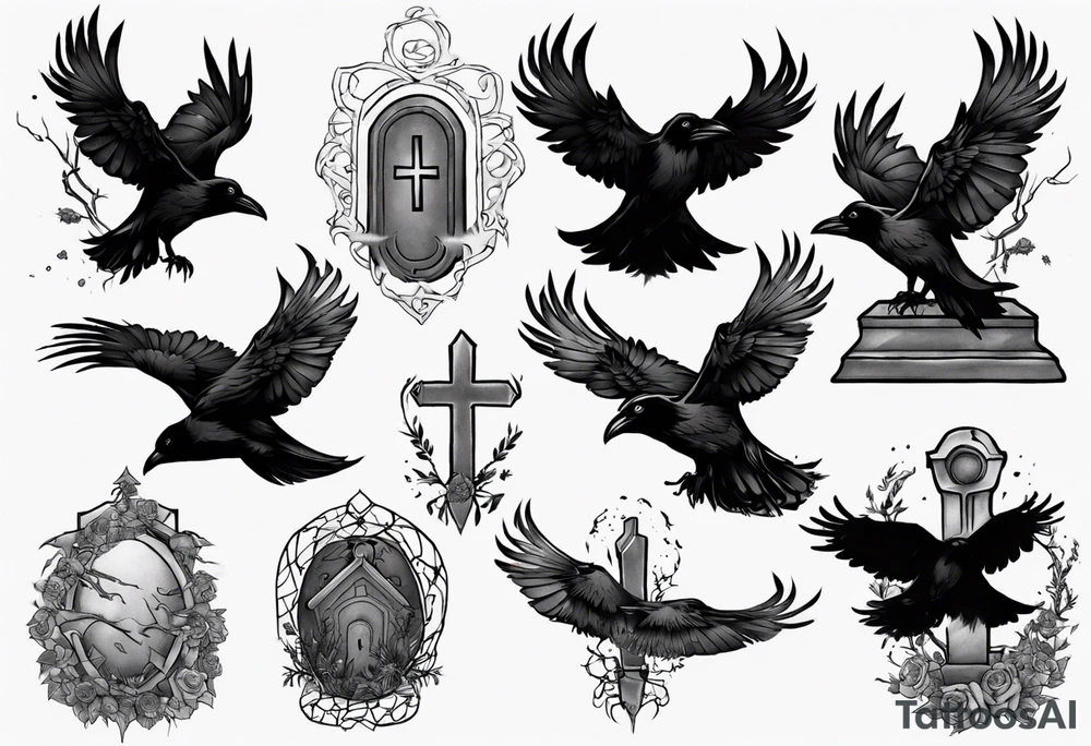 Raven on the grave tattoo idea
