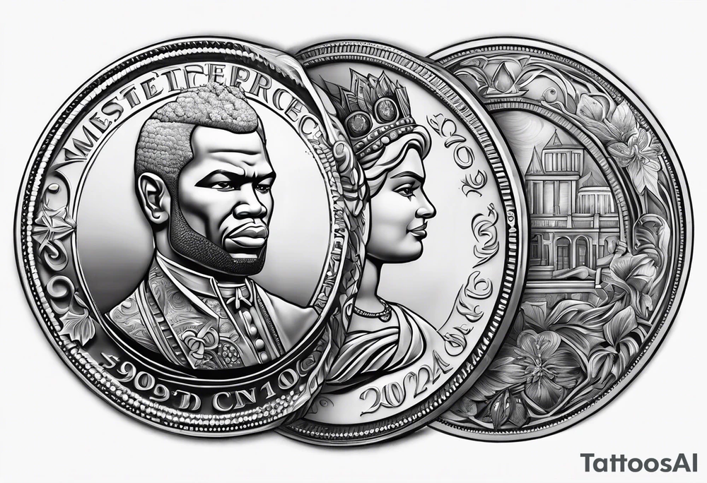 50 cent currency coin tattoo idea