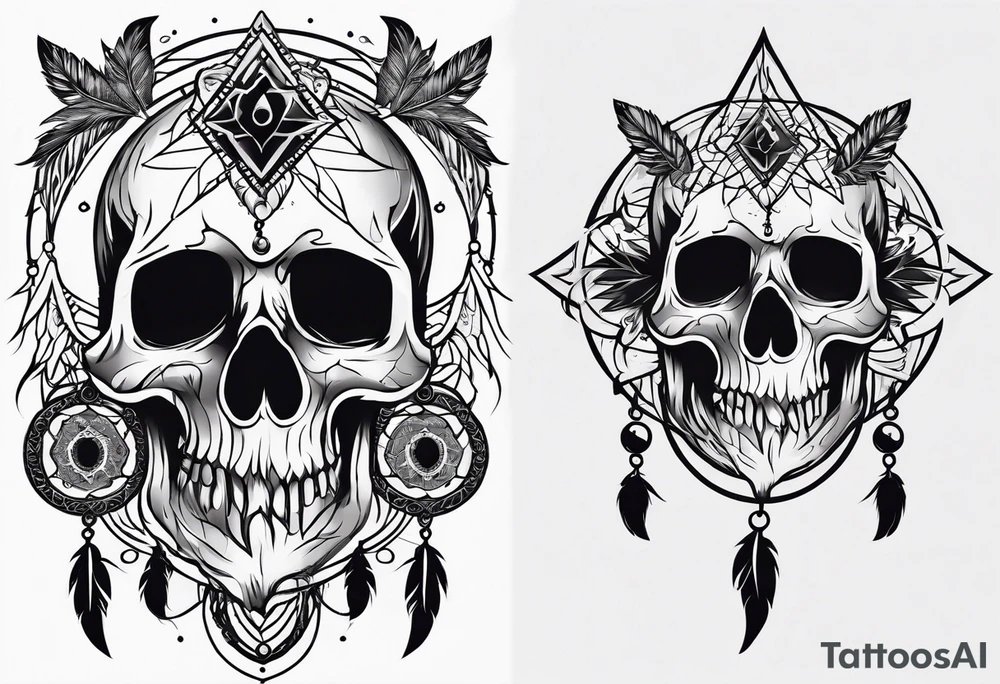 Dream catcher with skulls tattoo idea