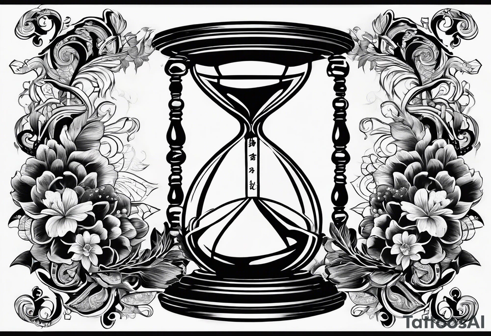 Kaizen Japanese, hour glass to show time is of the essence, veni vidi vici tattoo idea