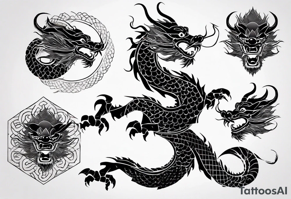 Chinese dragon with scales and mane tattoo idea
