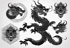 Chinese dragon with scales and mane tattoo idea