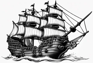 Black pearl pirate ship tattoo idea