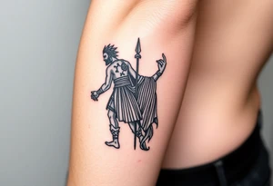 Warrior and Peace standing back to back tattoo idea