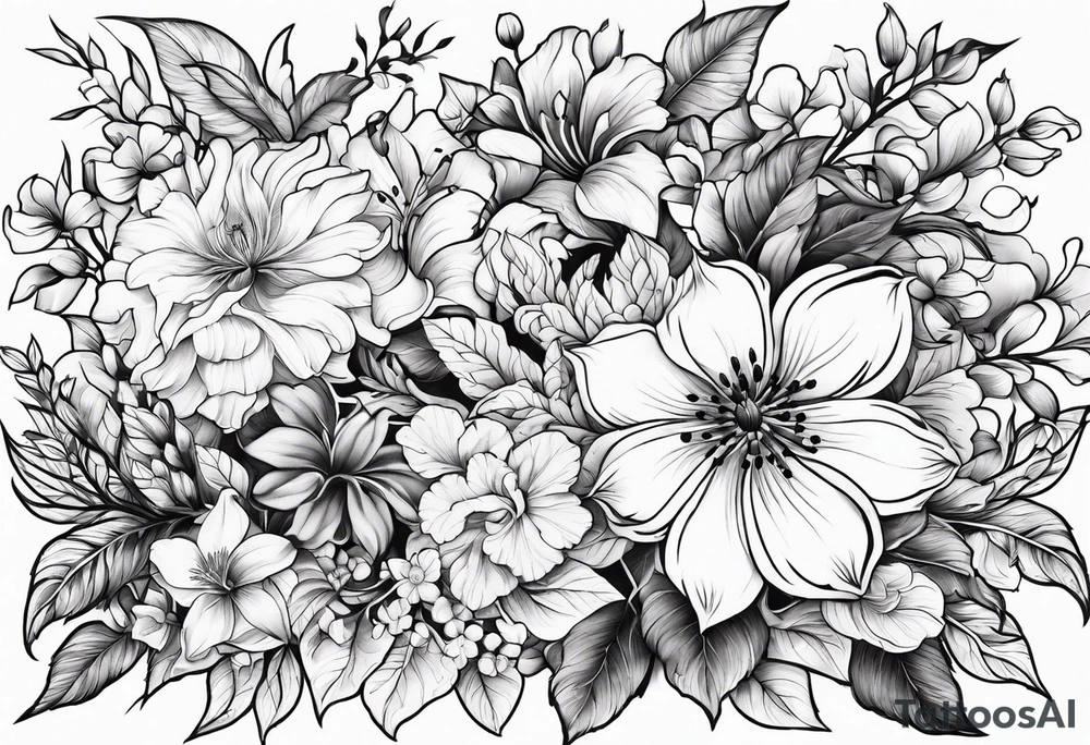 Flowers and plants tattoo idea