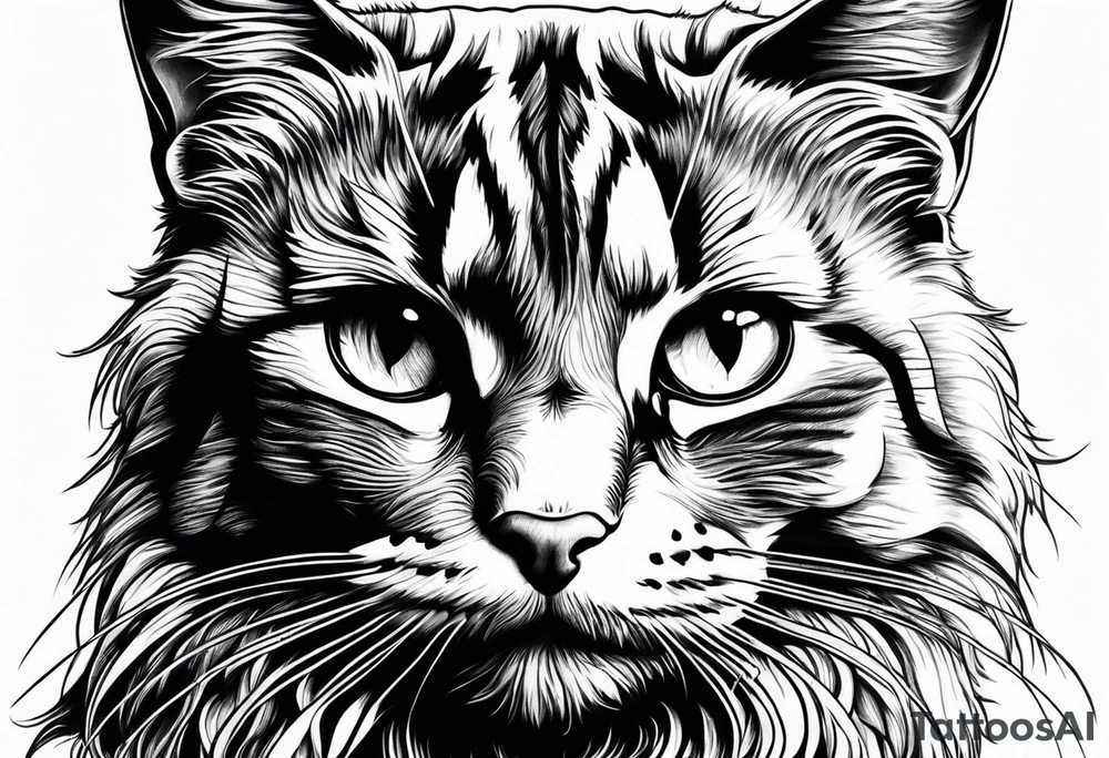Cat face, front on tattoo idea