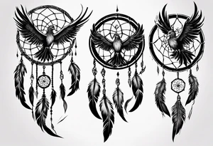 Phoenix flying dream catcher tattoo idea