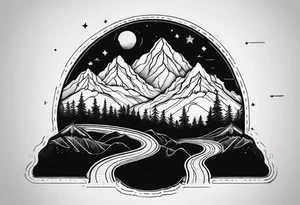 Mountains roads and travel tattoo idea
