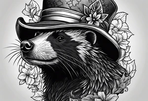 Angry honey badger wearing leprechaun hat tattoo idea