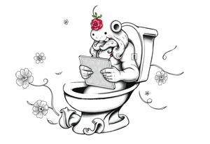 big fat d with a ipad on the toilet shitting with skibidi toilet tattoo idea