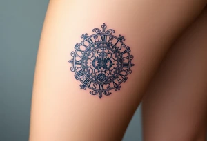 vintage roman numerals within ornate clockwork mechanism tattoo idea