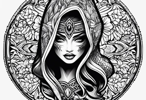Shadow cloak protecting beautiful dagger tattoo idea