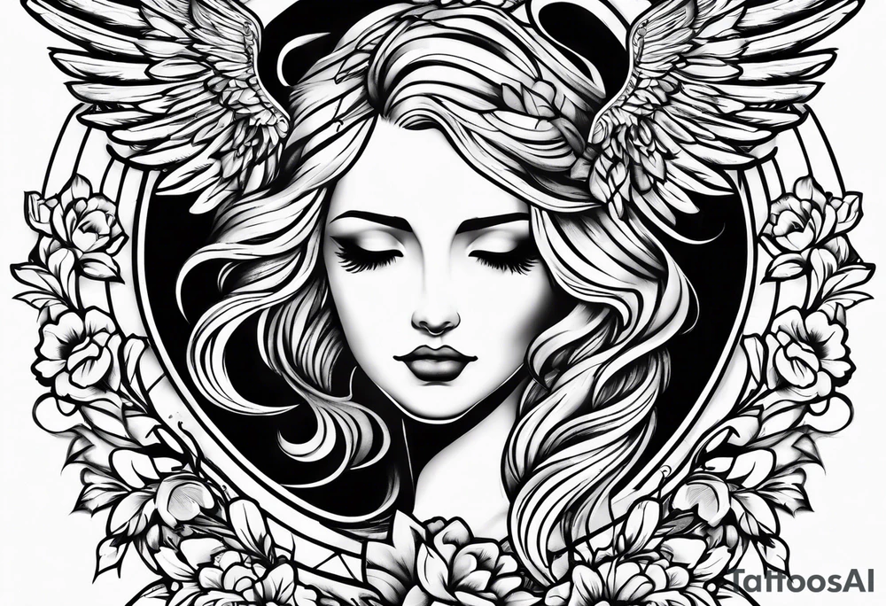 Rest in peace mom cross with angel wings tattoo idea