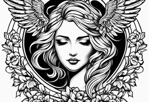 Rest in peace mom cross with angel wings tattoo idea
