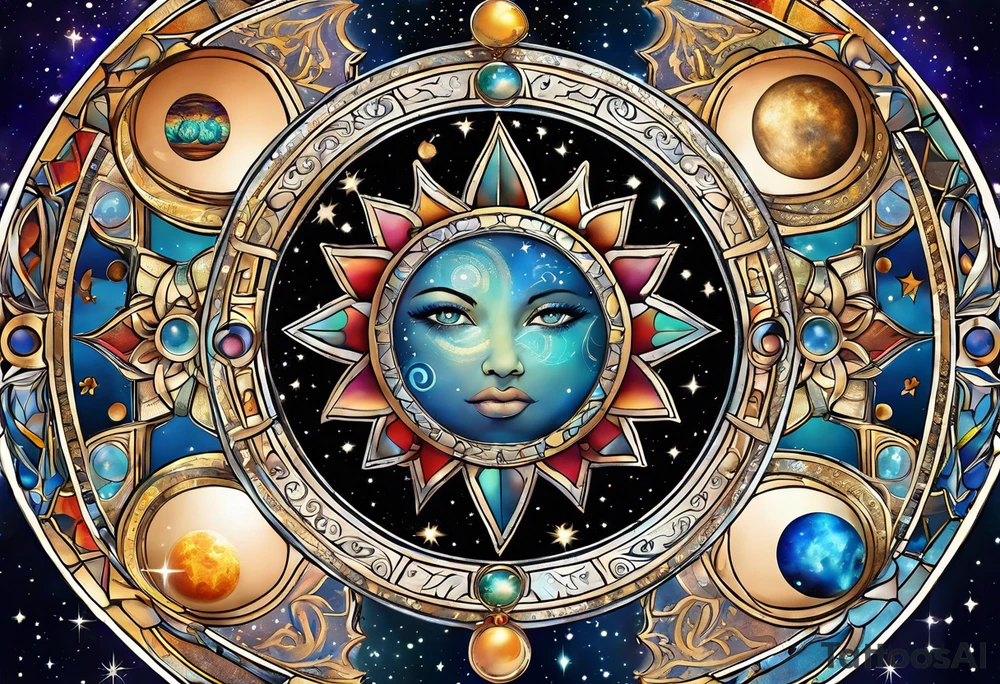Astrology, Gemini & Aquarius, Natal Chart, angelic, vision, planetary, yin yang, the moon, spiritual third eye, mystical armband tattoo idea
