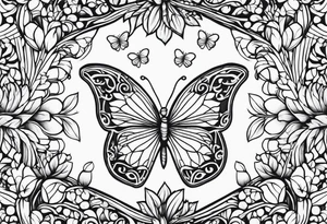 vines of leaves and butterfly tattoo idea