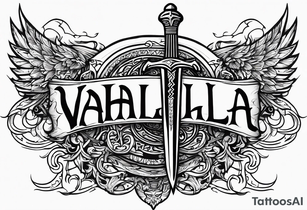 sword Valhalla prayer tattoo idea