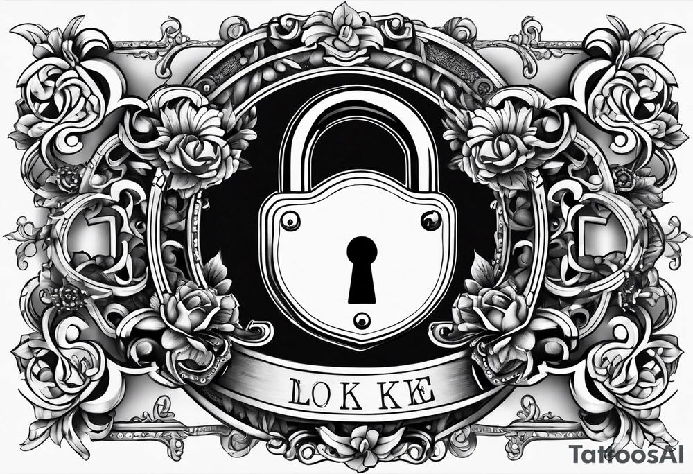 A vintage lock and key tattoo idea