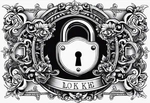 A vintage lock and key tattoo idea