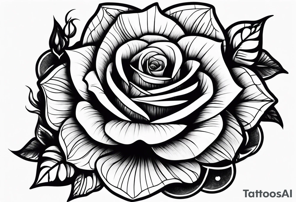 Rose wrapped around moon tattoo idea