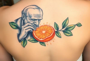 Grandfather peeling an orange tattoo idea