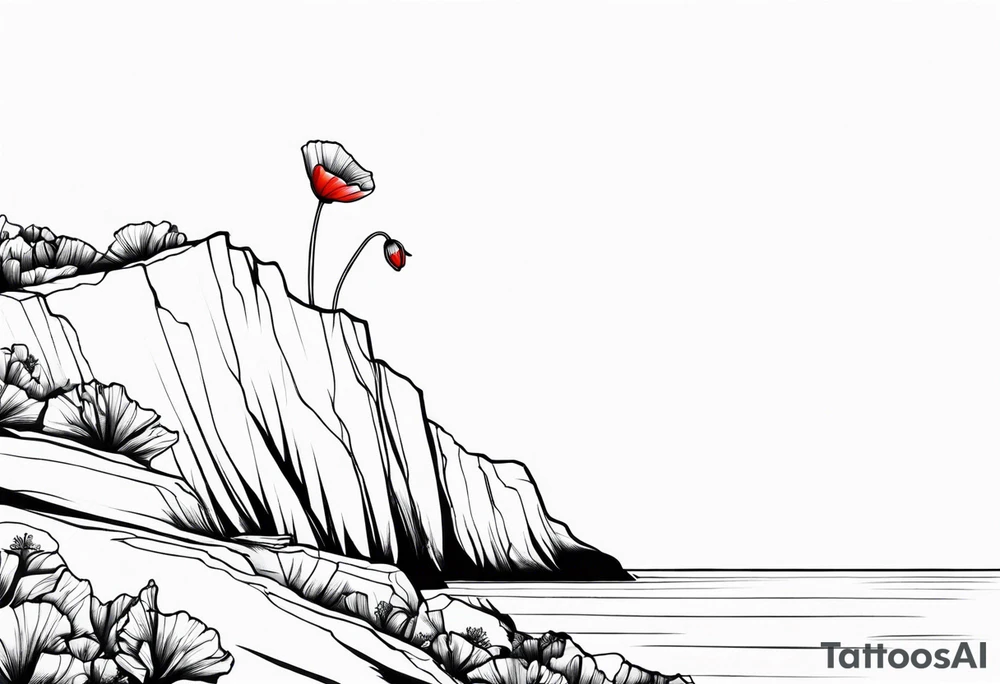 Poppy growing on cliff tattoo idea