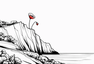 Poppy growing on cliff tattoo idea