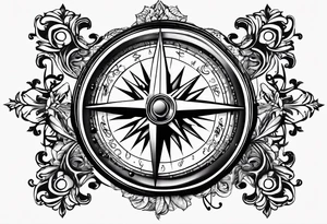 Sol key compass with music note tattoo idea
