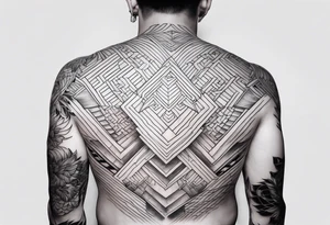 lines back and arm combination tattoo idea