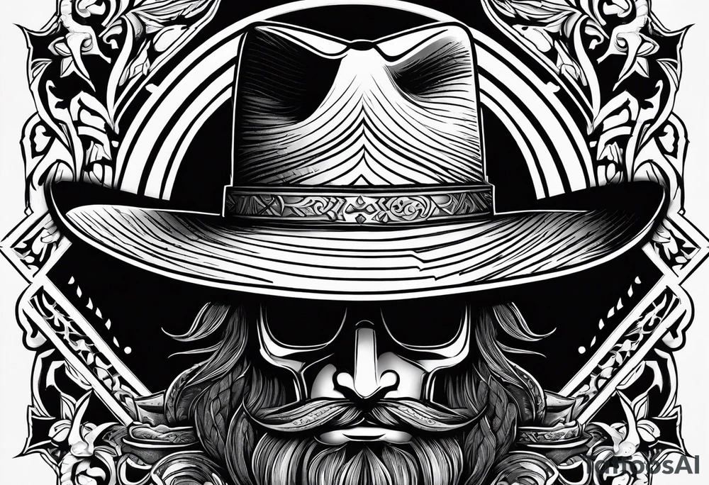 Ruggred cross with a cowboy hat that says sleep through the storm tattoo idea