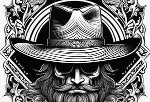 Ruggred cross with a cowboy hat that says sleep through the storm tattoo idea