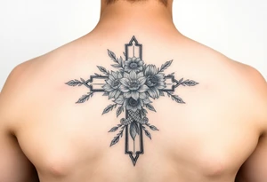 Cross with flowers inside tattoo idea