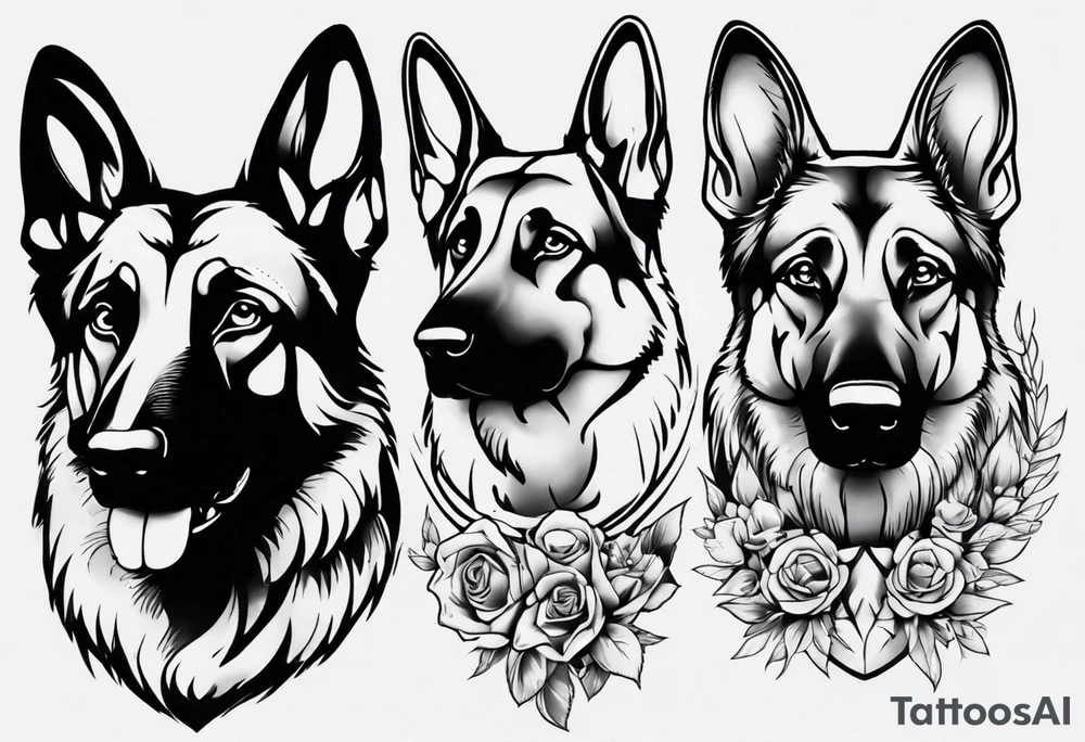 German Shepherd portrait tattoo idea